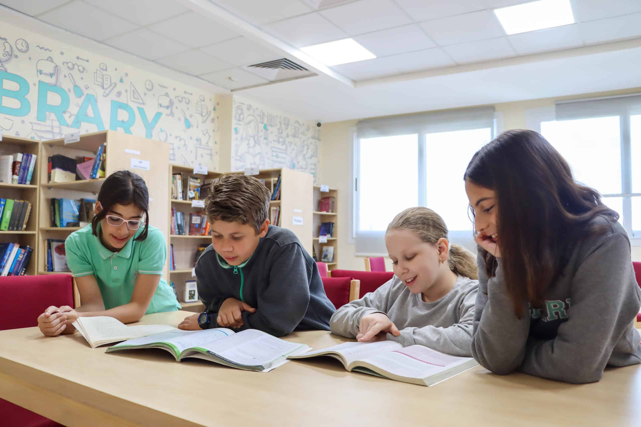 Students in a library environment